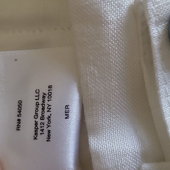 Kasper Linen Flat Front Straight Leg Side Slit Elastic Back Pants - Picture 9 of 10